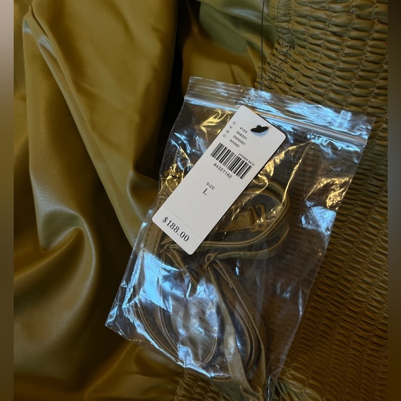 Anthropologie Pilcro Faux Leather Smocked Wide-Leg Jumpsuit Size Large - Picture 6 of 6